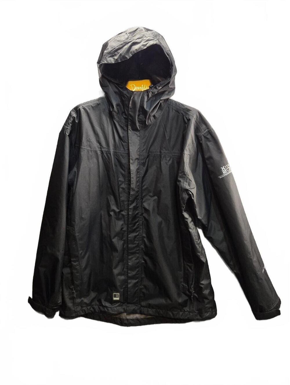 Free Country Men's X20 Waterproof Series Hooded Rain Jacket, Black, Size Medium